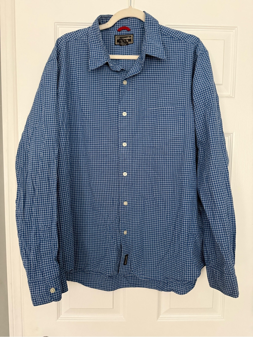 Abercrombie & Fitch y2k Men’s Blue Checked Button-Down Shirt- size XL - Picture 2 of 5